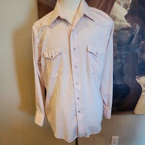 Vintage Wrangler Mens Pearl Snap Shirt Cowboy Cut Regular Fit X Long Tails 17-35